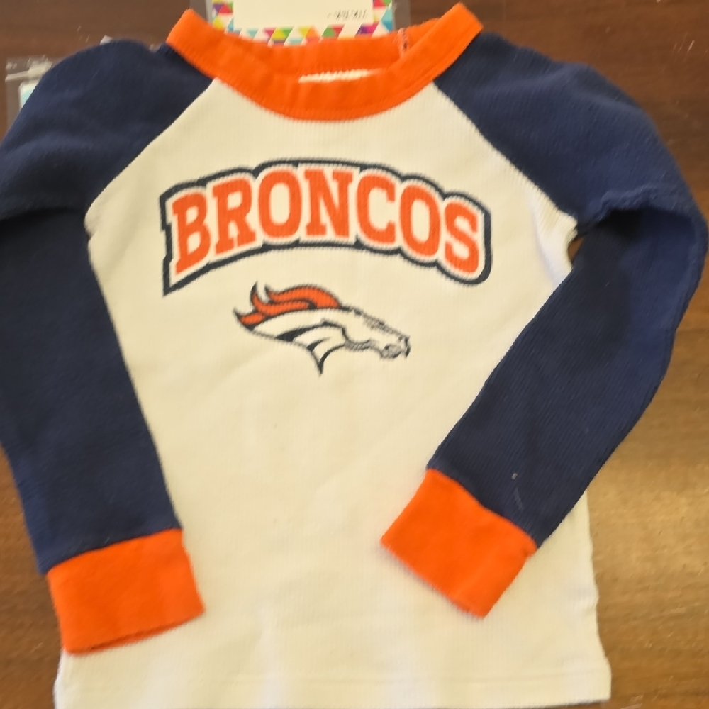 NFL Broncos Kids Long Sleeve Tee - Navy and Orange